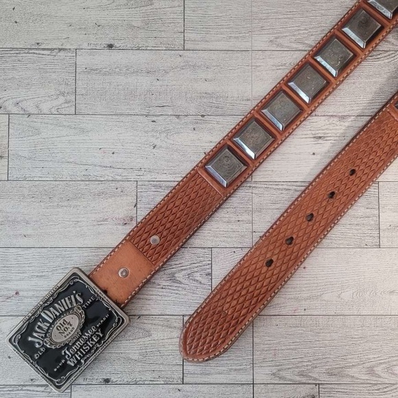Men's Double J Saddlery Western Brown Leather Jack Daniel's Cowboy Belt Size 32 - Picture 1 of 5